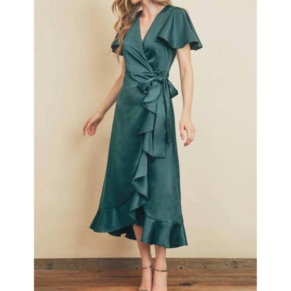 Dress Forum Dresses New Dress Forum Flutter Sleeve Midi Wrap Dress